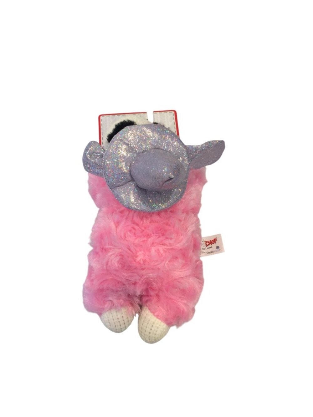 Lamb Chop Halloween Pink Silver Metallic Witch Hat 7" Dog Toy Squeak - Picture 2 of 5